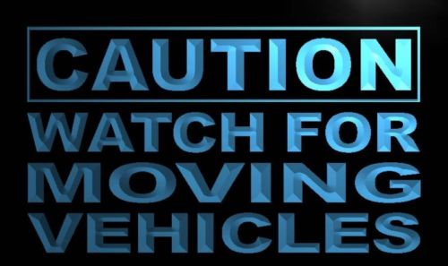 Caution Watch for Moving Vehicles Neon Sign